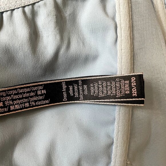 Victoria's Secret Blue Satin Dream Angels Longline Balconette Bra Bustier 32D - Picture 4 of 4